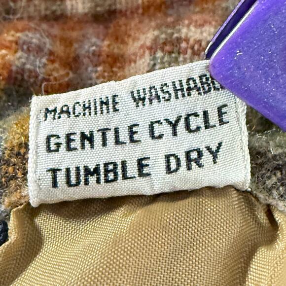 Vintage 70s 80s Plaid Wool Button Up Shirt Fairy Grunge Gorpcore Cottage M L - Picture 6 of 10